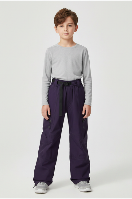 Pantalon De Pluie Violet Ample Ceinturé Enfant - Polyester