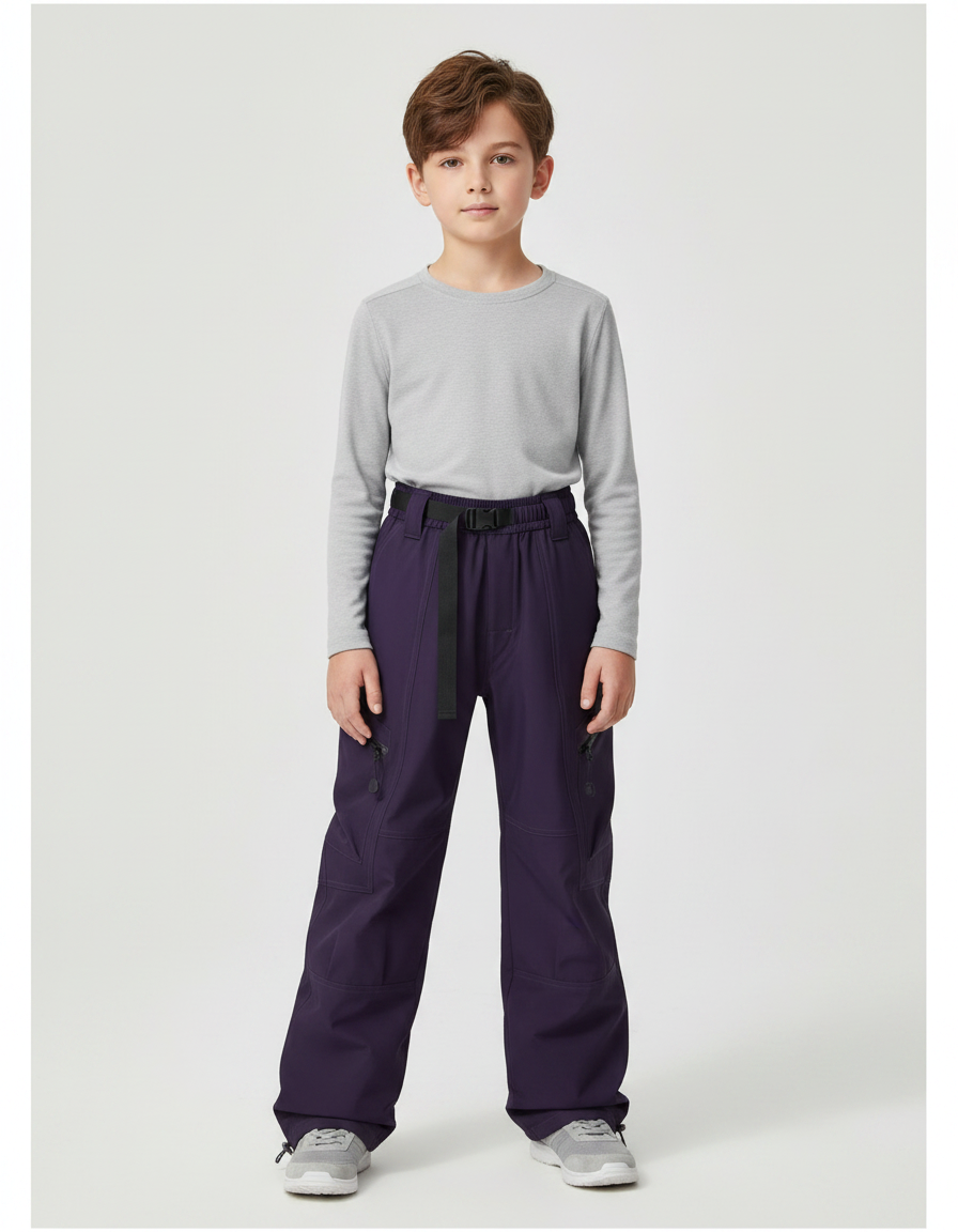Pantalon De Pluie Violet Ample Ceinturé Enfant - Polyester