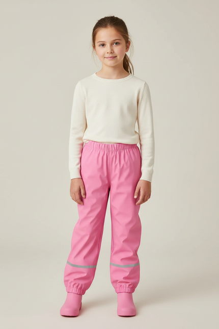 Pantalon De Pluie Vélo Enfant - Rose Polyester