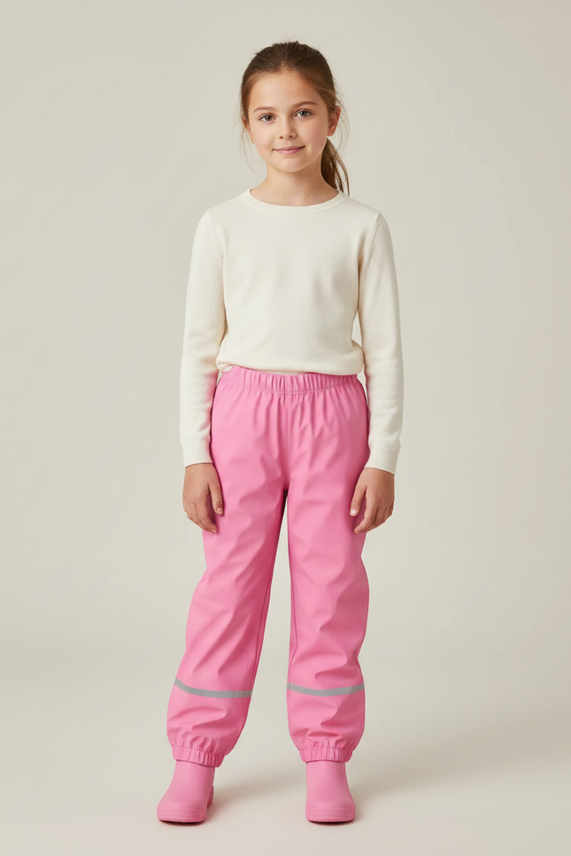 Pantalon De Pluie Vélo Enfant - Rose Polyester