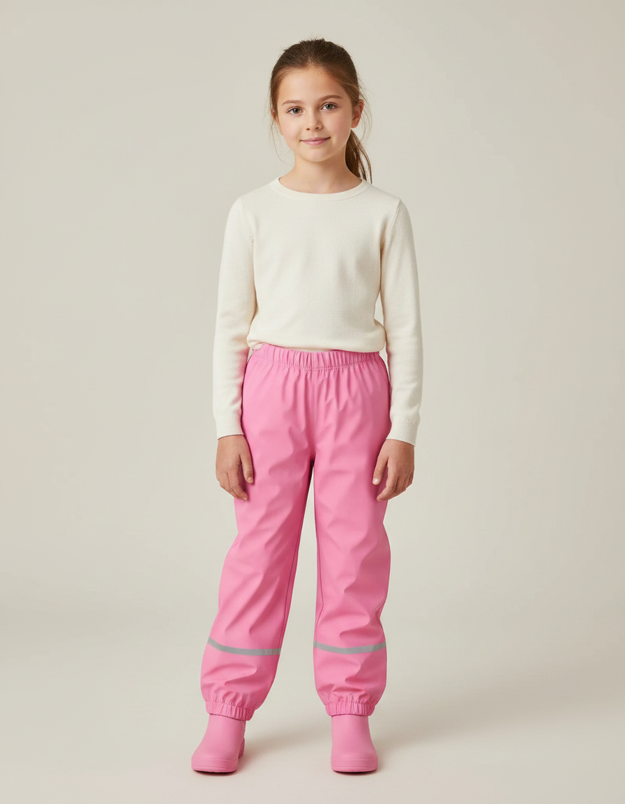 Pantalon De Pluie Vélo Enfant - Rose Polyester