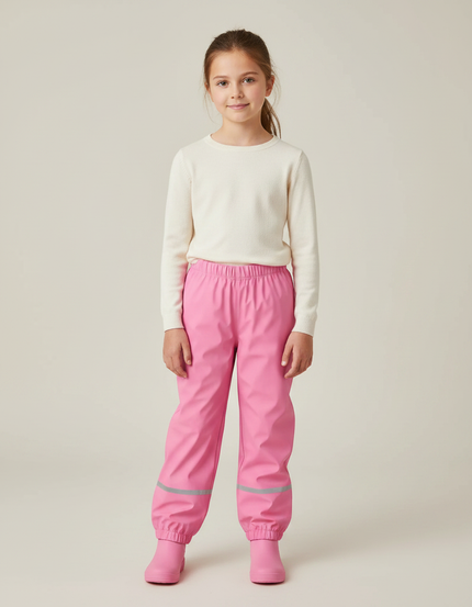 Pantalon De Pluie Vélo Enfant - Rose Polyester