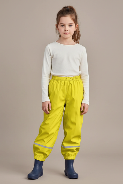 Pantalon De Pluie Jaune Fluo Imperméable Ample Réfléchissant Enfant - Polyester