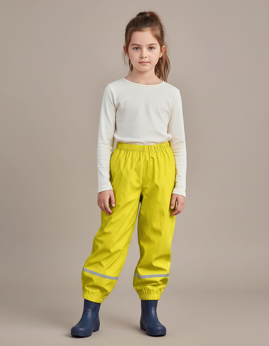 Pantalon De Pluie Jaune Fluo Imperméable Ample Réfléchissant Enfant - Polyester