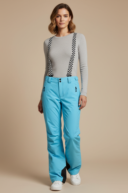 Pantalon De Pluie Bleu Ciel Imperméable Bretelles Ski Femme - Polyester
