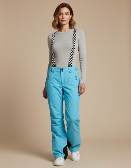Pantalon De Pluie Bleu Ciel Imperméable Bretelles Ski Femme - Polyester