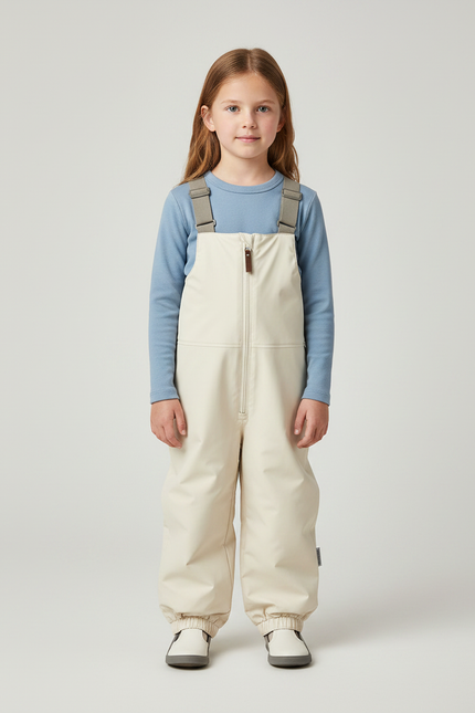 Pantalon De Pluie Beige Enfant Bretelles Imperméable Hiver - Polyester
