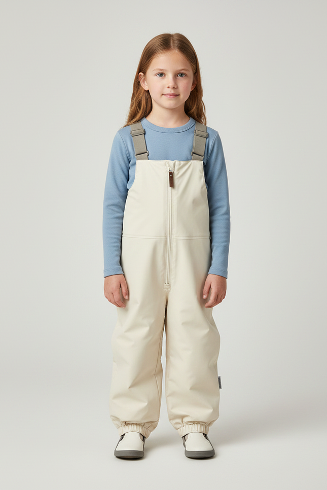 Pantalon De Pluie Beige Enfant Bretelles Imperméable Hiver - Polyester