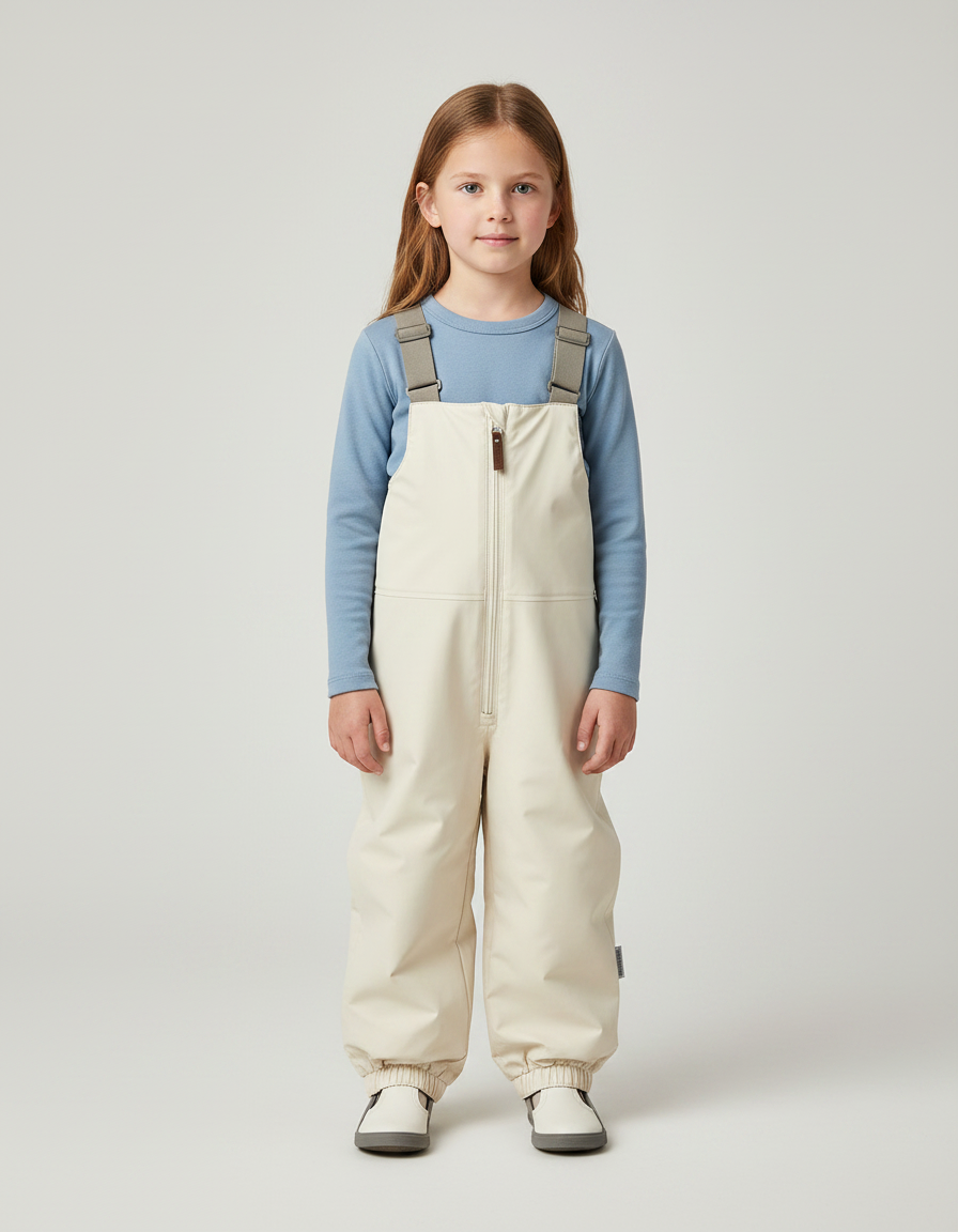Pantalon De Pluie Beige Enfant Bretelles Imperméable Hiver - Polyester