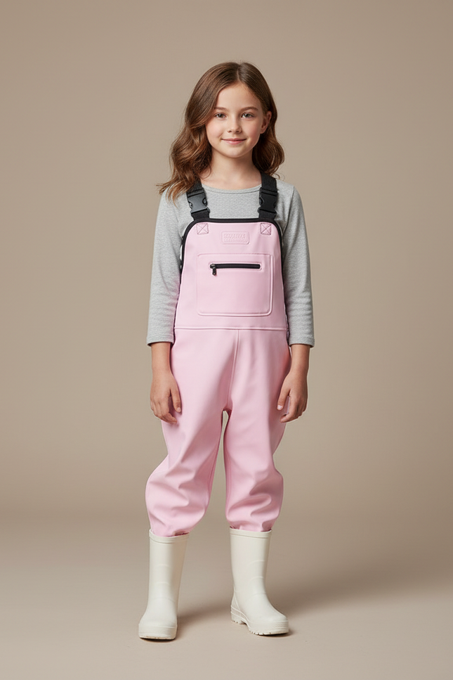 Pantalon De Pluie Rose Bretelles Imperméple Enfant - Polyester