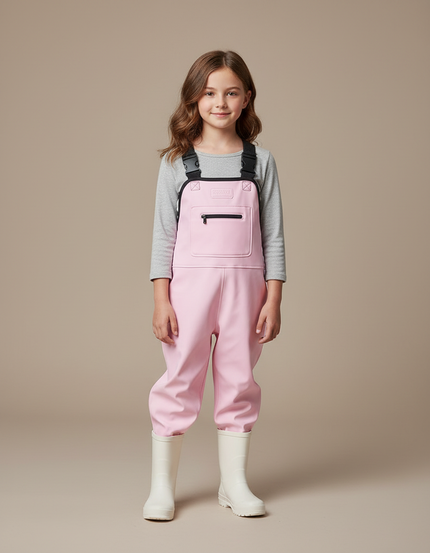 Pantalon De Pluie Rose Bretelles Imperméple Enfant - Polyester