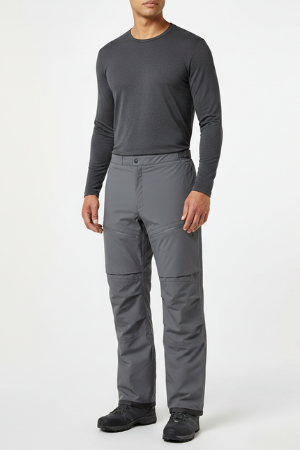 Pantalon De Pluie Gris Homme Imperméable Zippé Coupe Droite - Polyester