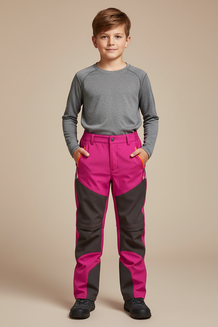 Pantalon De Pluie Fuchsia Gris Imperméable Enfant Randonnée - Rose Polyester