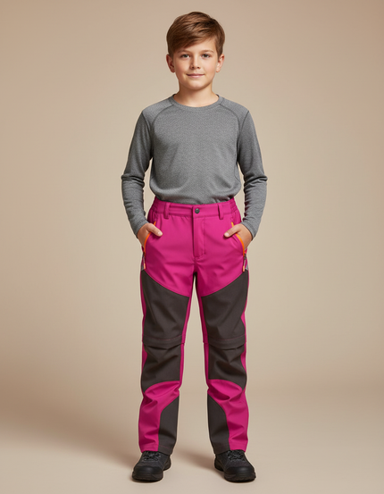Pantalon De Pluie Fuchsia Gris Imperméable Enfant Randonnée - Rose Polyester