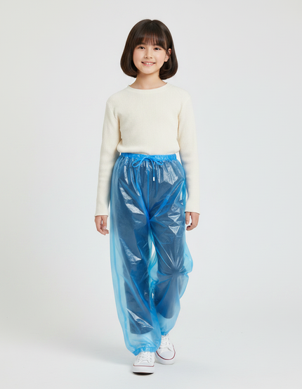 Pantalon De Pluie Transparent Bleu Jetable Léger Enfant - Polyester