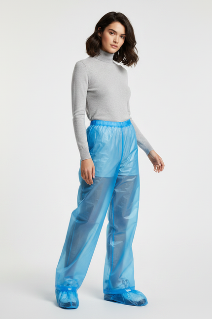 Pantalon De Pluie Transparent Bleu Imperméable Unisexe Léger - Polyester