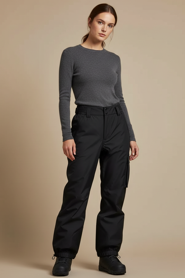 Pantalon De Pluie Noir Ample Imperméable Cargo Femme - Polyester