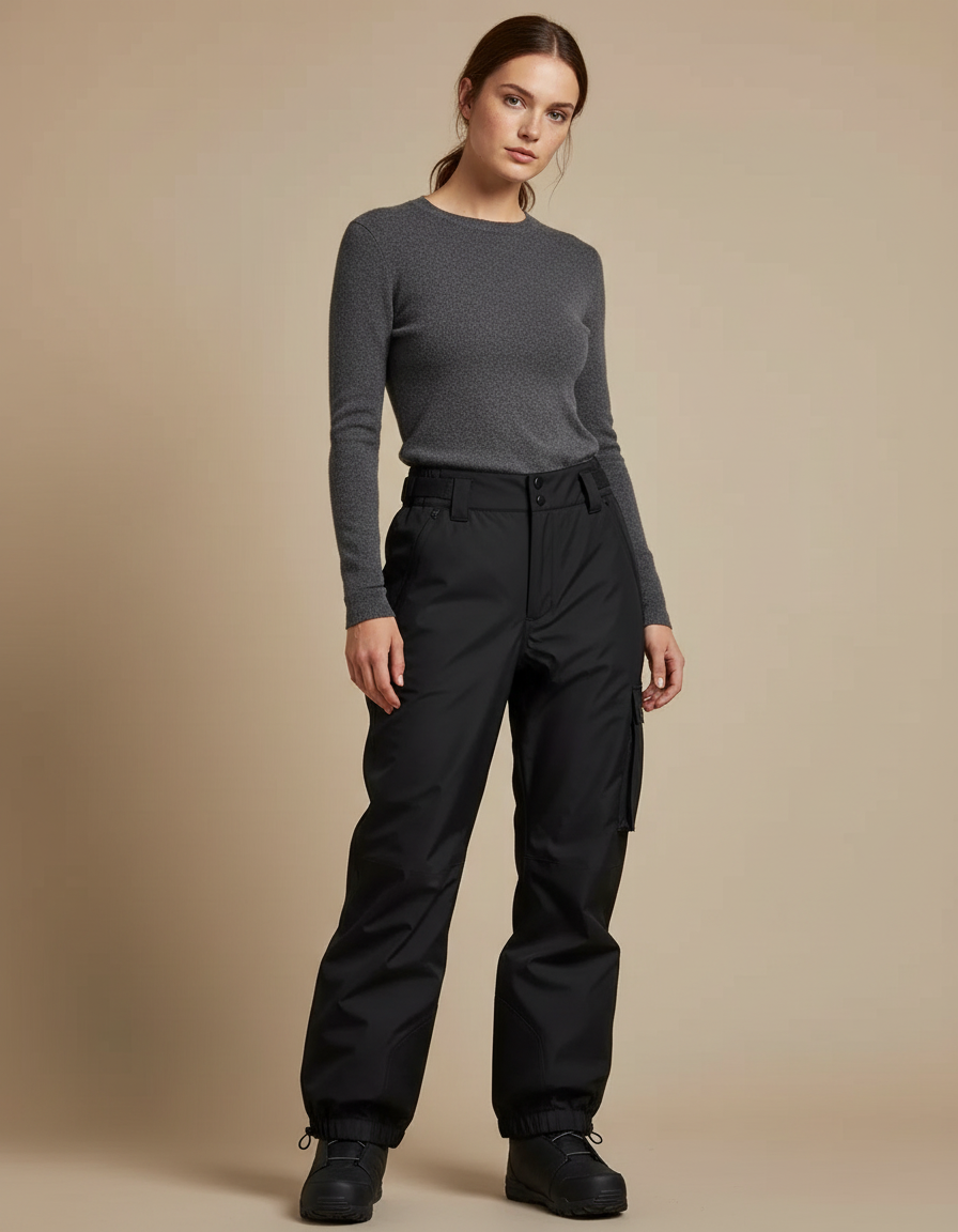 Pantalon De Pluie Noir Ample Imperméable Cargo Femme - Polyester