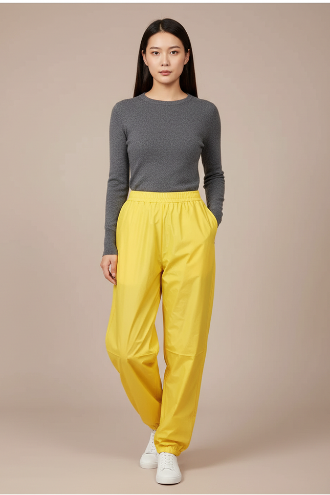 Pantalon De Pluie Jaune Imperméable Ample Léger Femme - Polyester