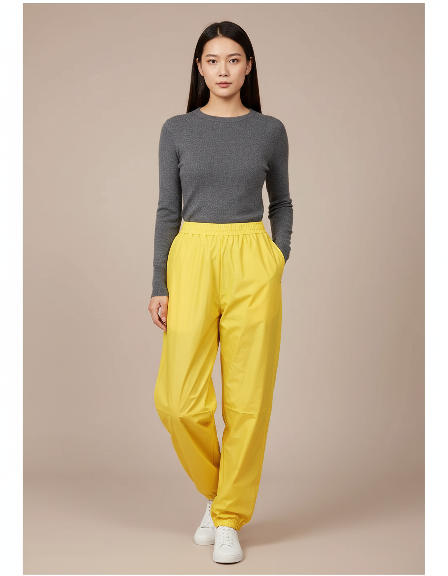 Pantalon De Pluie Jaune Imperméable Ample Léger Femme - Polyester