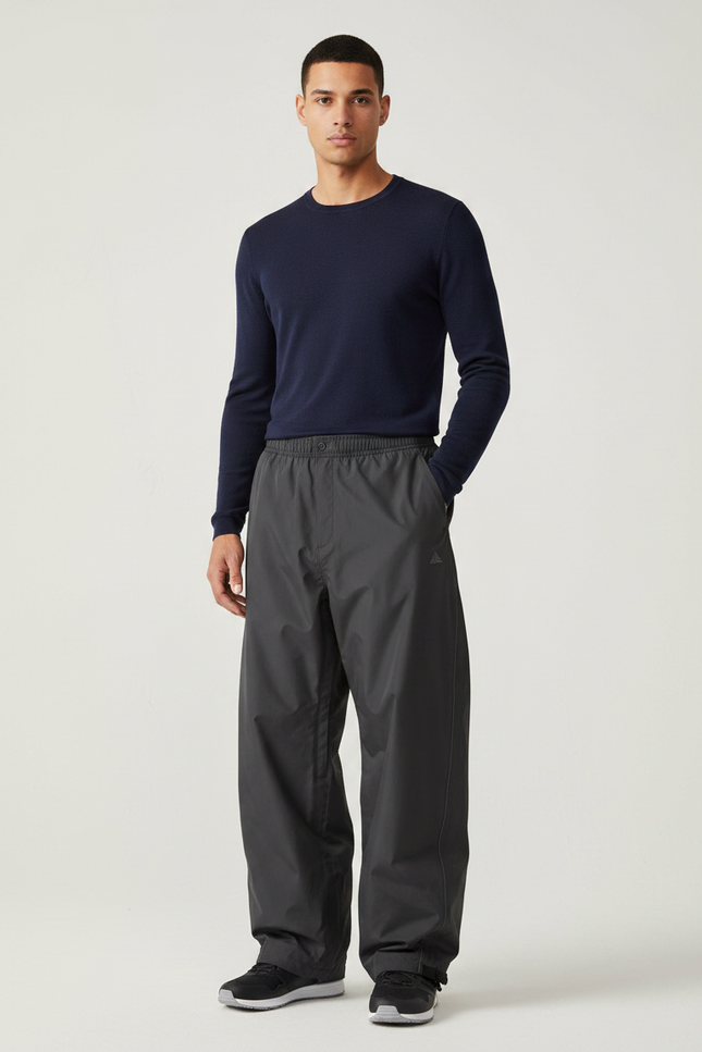 Pantalon De Pluie Gris Imperméable Ample Sportif Homme - Polyester