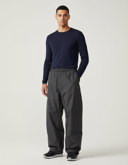 Pantalon De Pluie Gris Imperméable Ample Sportif Homme - Polyester