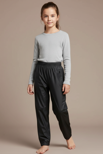 Pantalon De Pluie Noir Impermééable Enfant Ajustable - Polyester