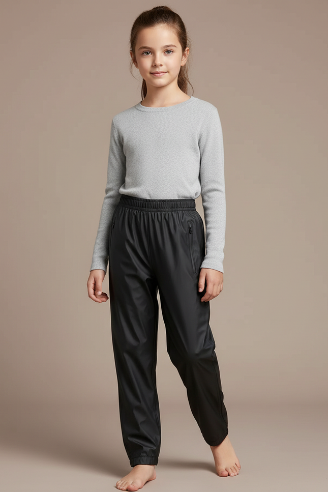 Pantalon De Pluie Noir Impermééable Enfant Ajustable - Polyester