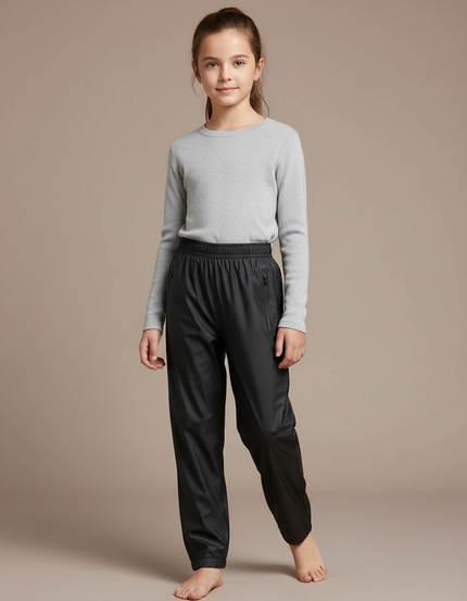 Pantalon De Pluie Noir Impermééable Enfant Ajustable - Polyester