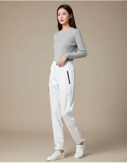 Pantalon De Pluie Blanc Imperméable Sportif Ajusté Femme - Polyester
