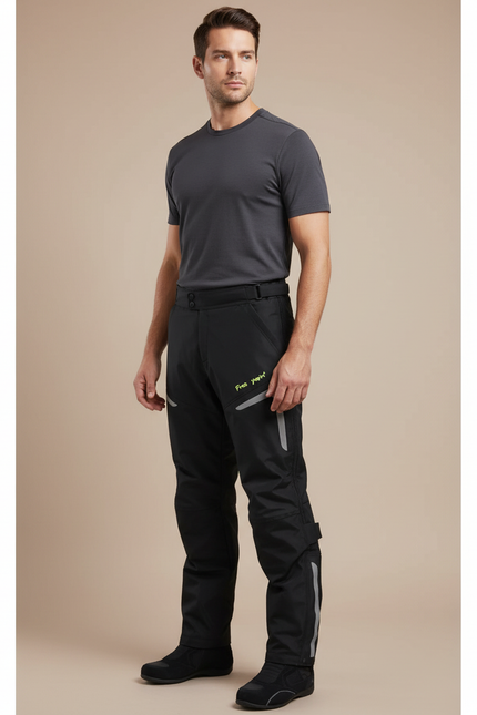 Pantalon De Pluie Noir Réfléchissant Imperméable Homme Moto - Polyester