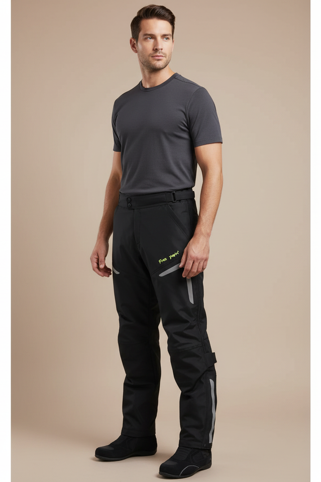 Pantalon De Pluie Noir Réfléchissant Imperméable Homme Moto - Polyester