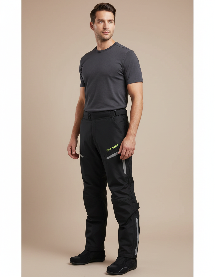 Pantalon De Pluie Noir Réfléchissant Imperméable Homme Moto - Polyester