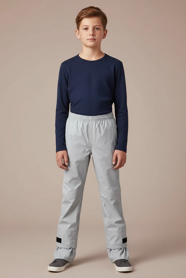 Pantalon De Pluie Gris Imperméable Enfant Léger Réfléchissant - Polyester