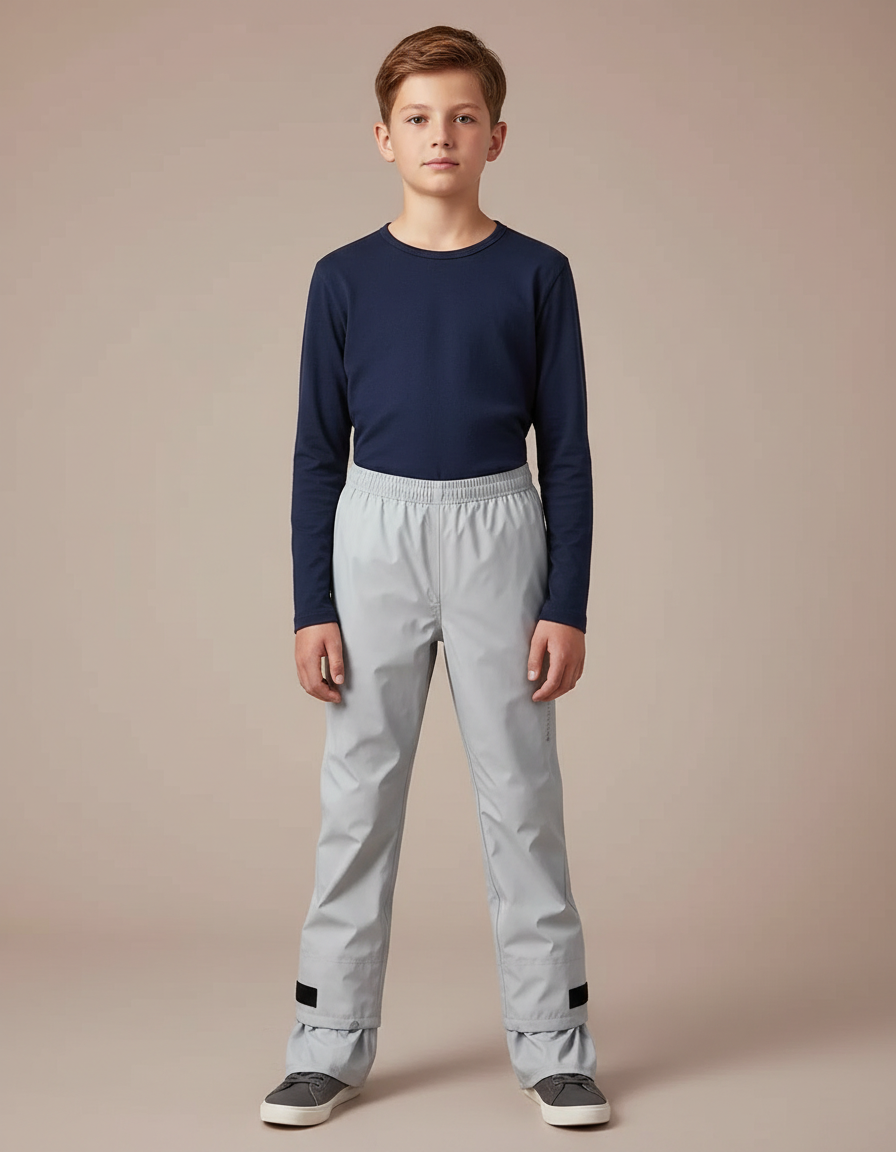 Pantalon De Pluie Gris Imperméable Enfant Léger Réfléchissant - Polyester