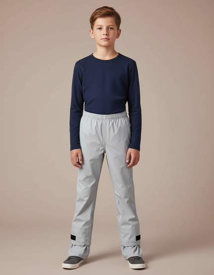 Pantalon De Pluie Gris Imperméable Enfant Léger Réfléchissant - Polyester