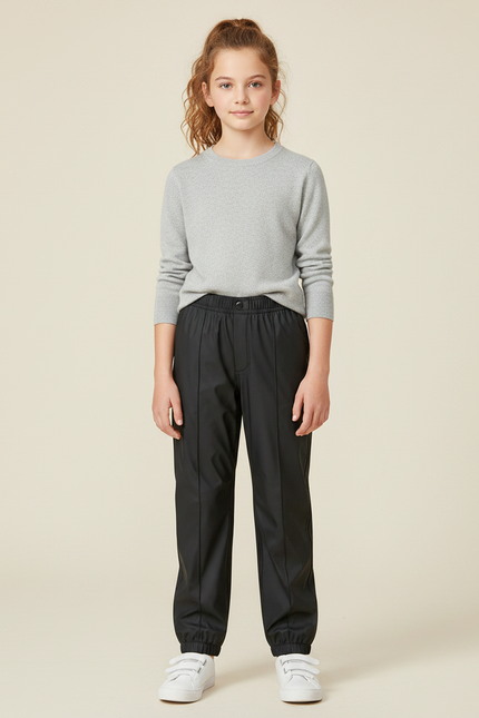 Pantalon De Pluie Noir Enfant Imperméable Jogging Élastique - Polyester