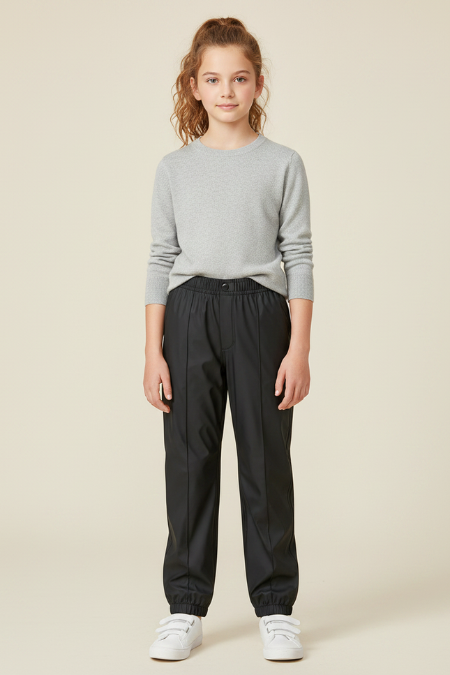 Pantalon De Pluie Noir Enfant Imperméable Jogging Élastique - Polyester