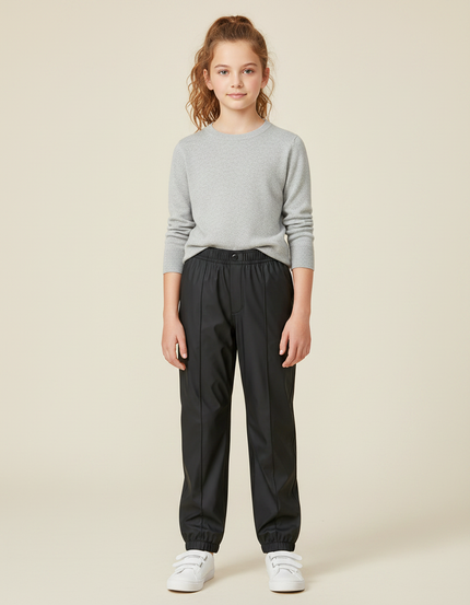 Pantalon De Pluie Noir Enfant Imperméable Jogging Élastique - Polyester
