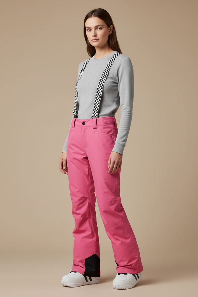 Pantalon De Pluie Rose Imperméable Bretelles Skibibs Femme - Polyester