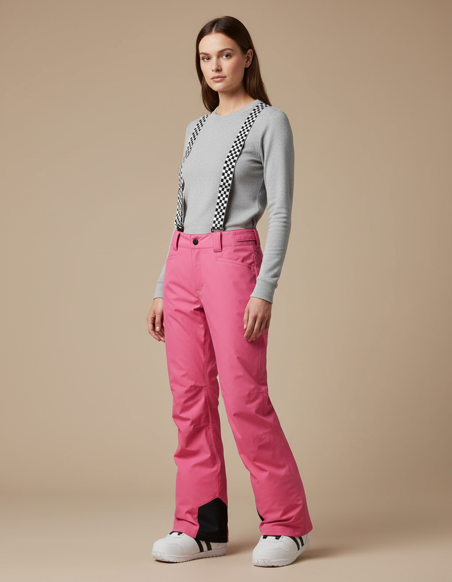 Pantalon De Pluie Rose Imperméable Bretelles Skibibs Femme - Polyester
