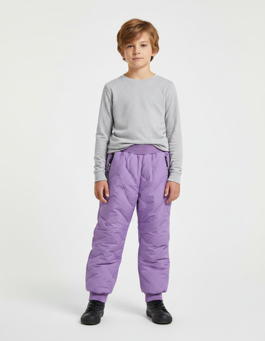 Pantalon De Pluie Violet Matelassé Élastique Chaud Enfant - Polyester