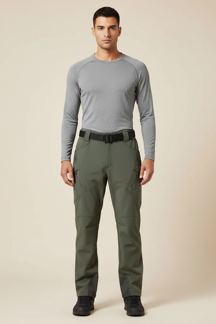 Pantalon De Pluie Vert Olive Cargo Softshell Homme - Kaki Polyester