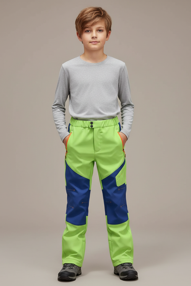 Pantalon De Pluie Vert Bleu Imperméable Enfant Softshell - Polyester
