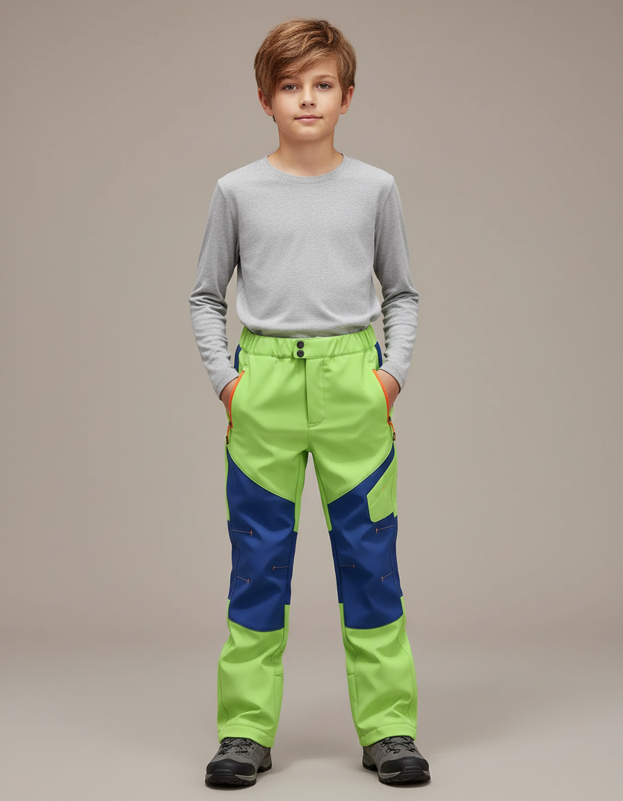 Pantalon De Pluie Vert Bleu Imperméable Enfant Softshell - Polyester