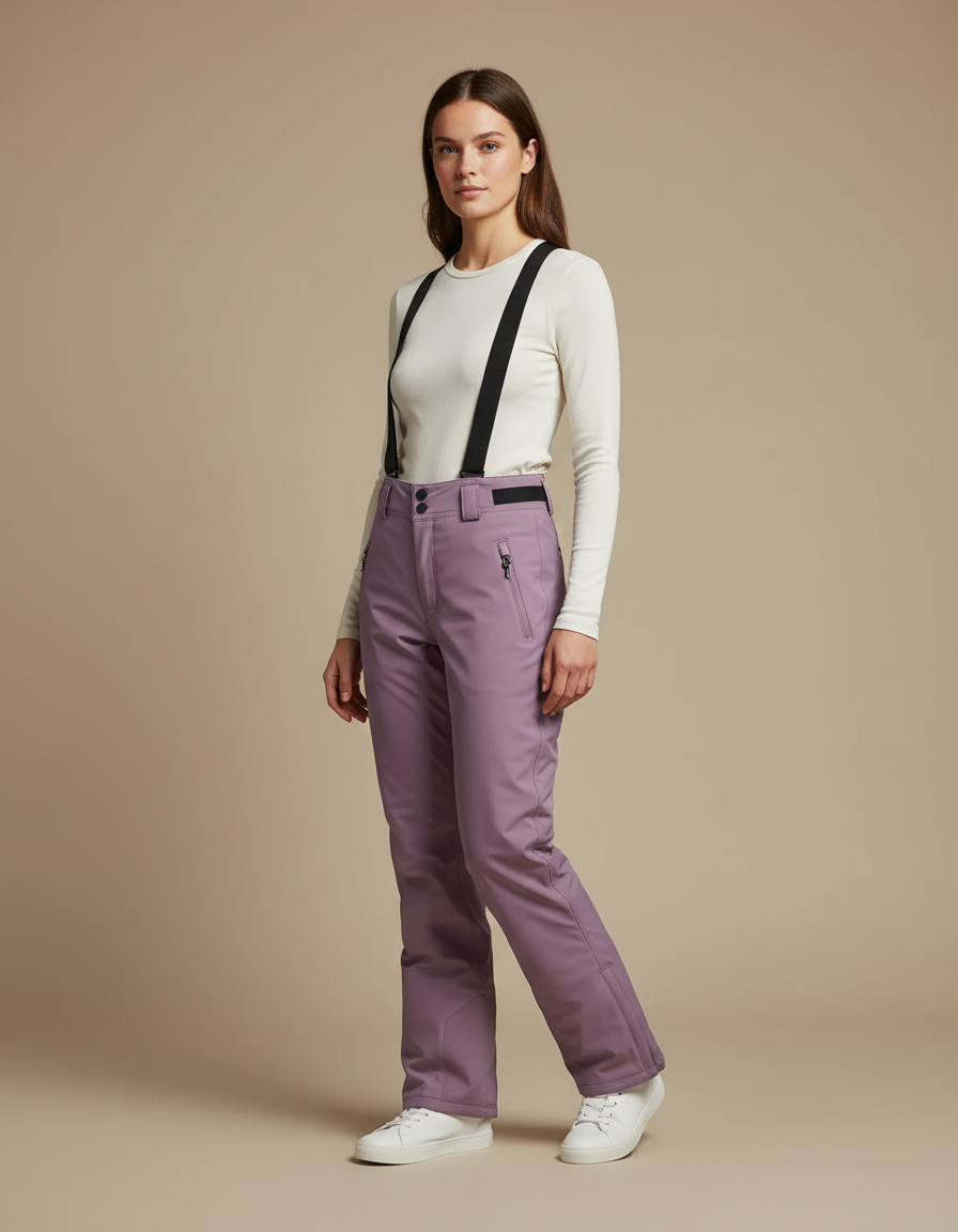 Pantalon De Pluie Violet Imperméable Bretelles Femme - Polyester