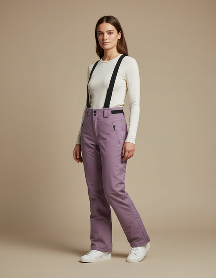 Pantalon De Pluie Violet Imperméable Bretelles Femme - Polyester