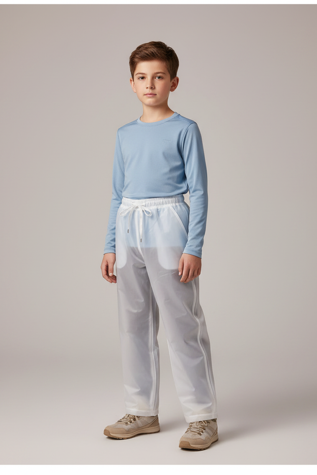 Pantalon De Pluie Transparent Léger Imperméable Enfant - Blanc Polyester
