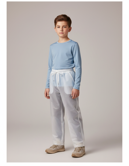 Pantalon De Pluie Transparent Léger Imperméable Enfant - Blanc Polyester