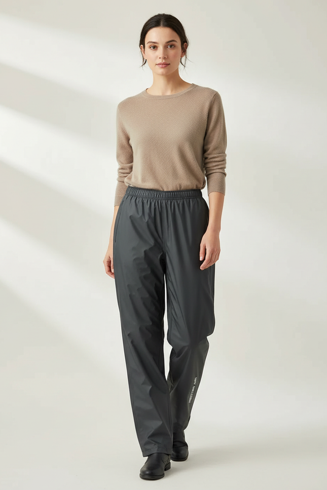 Pantalon De Pluie Gris Imperméable Ample Décontracté - Polyester